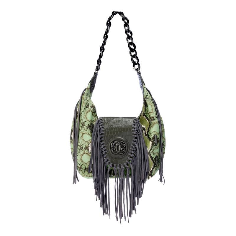Sharif Legacy Museum Crocodile-Embossed Leather Fringe Hobo-Choose Color-