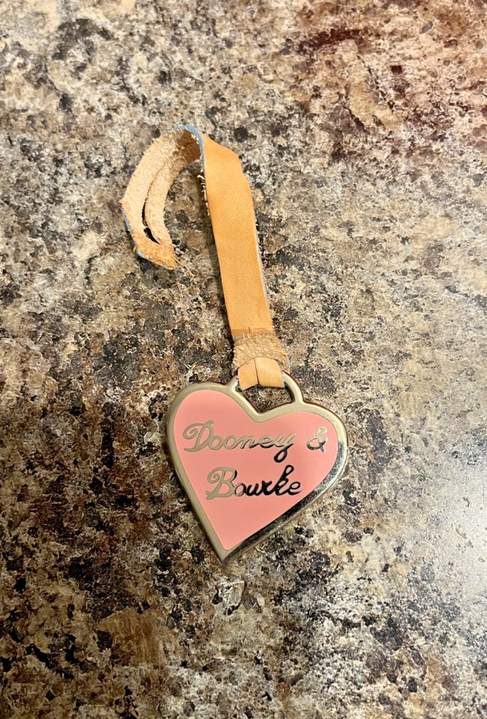 Dooney & Bourke Pink Enamel Heart Leather Hangtag Purse Charm