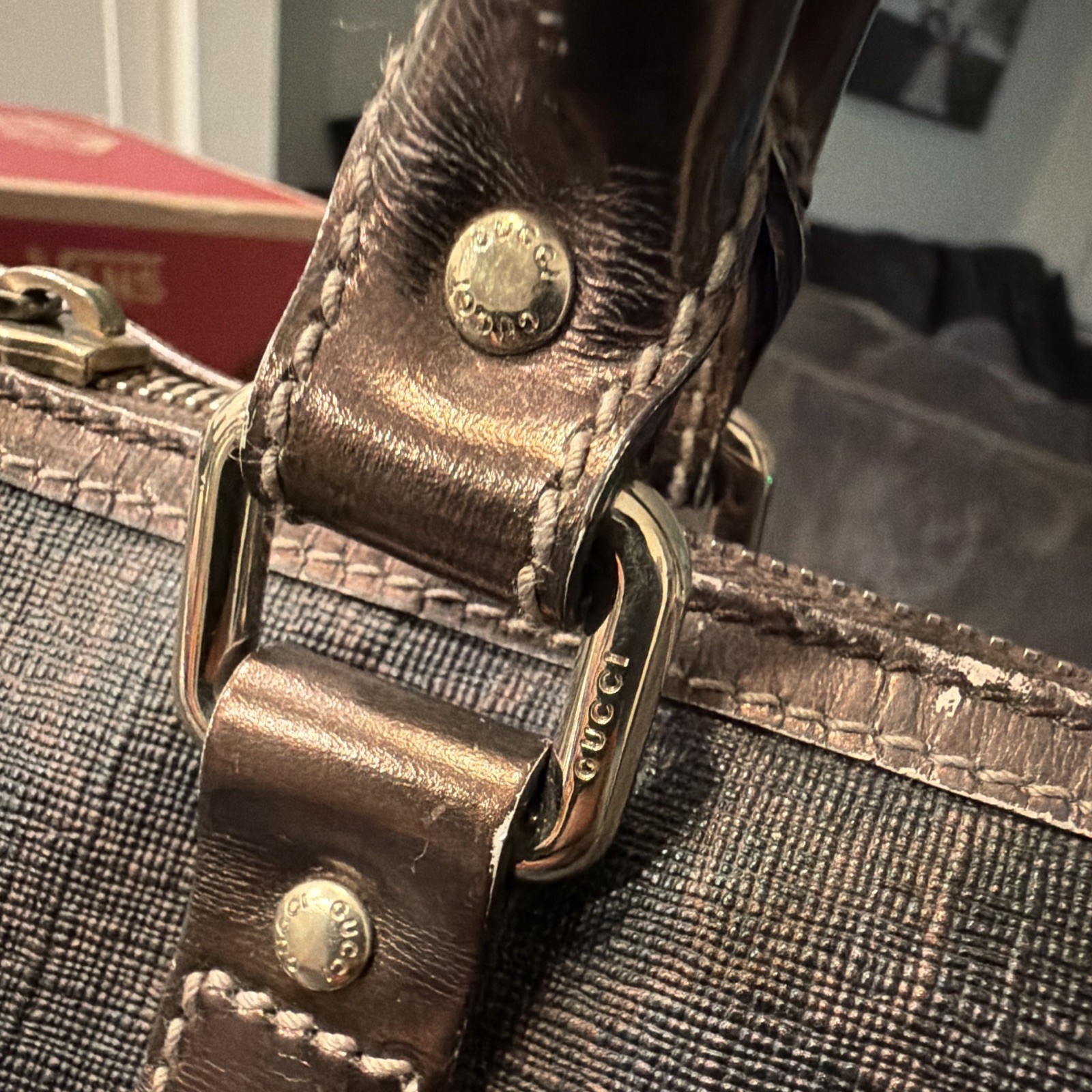 Gucci GG Supreme metallic bronze Mini Joy Boston bag