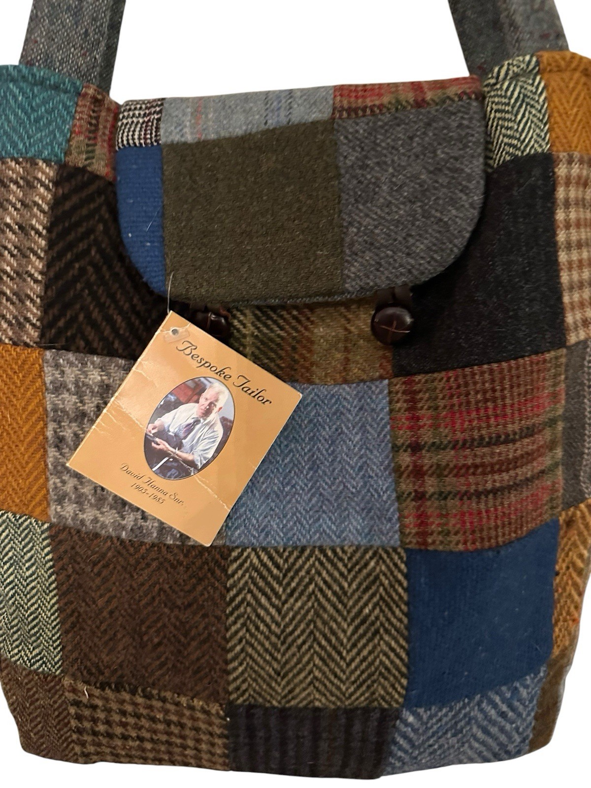 Donegal Ireland Tweed Wool Patchwork Tote Bag By Hanna Hats Lined Double Handle