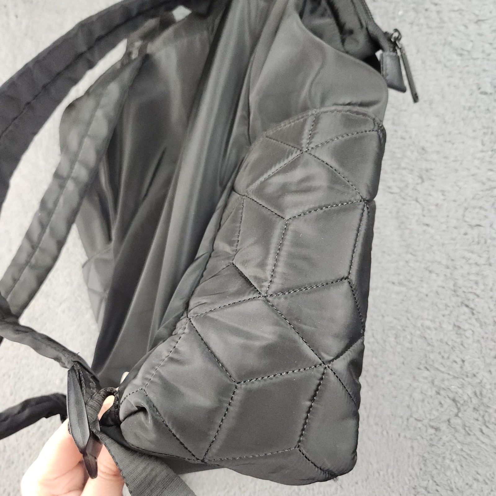 Steve Madden Backpack Large Black Quilted Nylon Travel Bag Diaperbag 16″x 6″