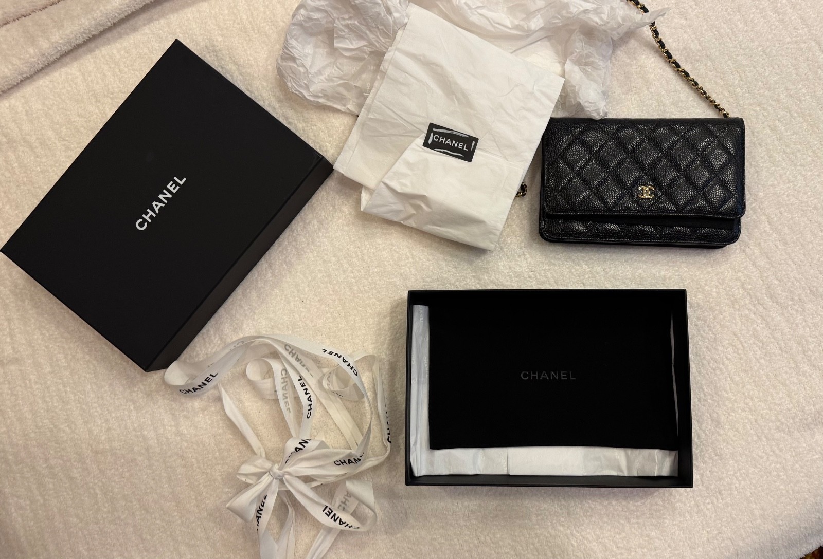 Chanel Black Caviar Wallet On Chain WOC Crossbody Bag