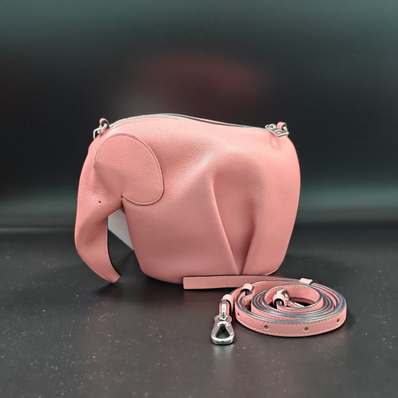 Loewe Mini Elephant Soft Grained Calfskin Crossbody Bag in Pink