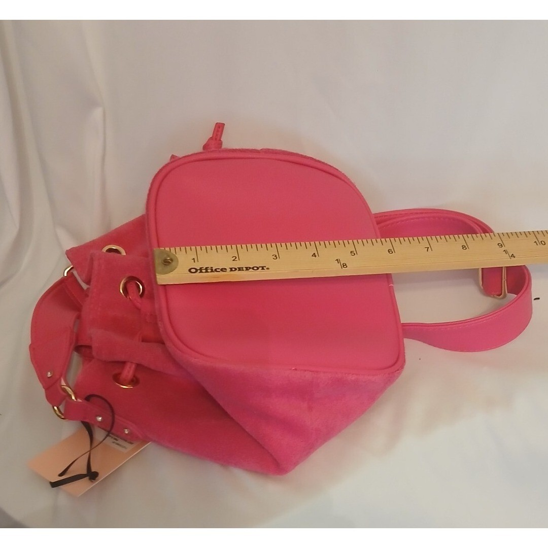 Juicy Couture Beach Couture Crossbody Terry Cloth Pink Flash Bucket Bag New