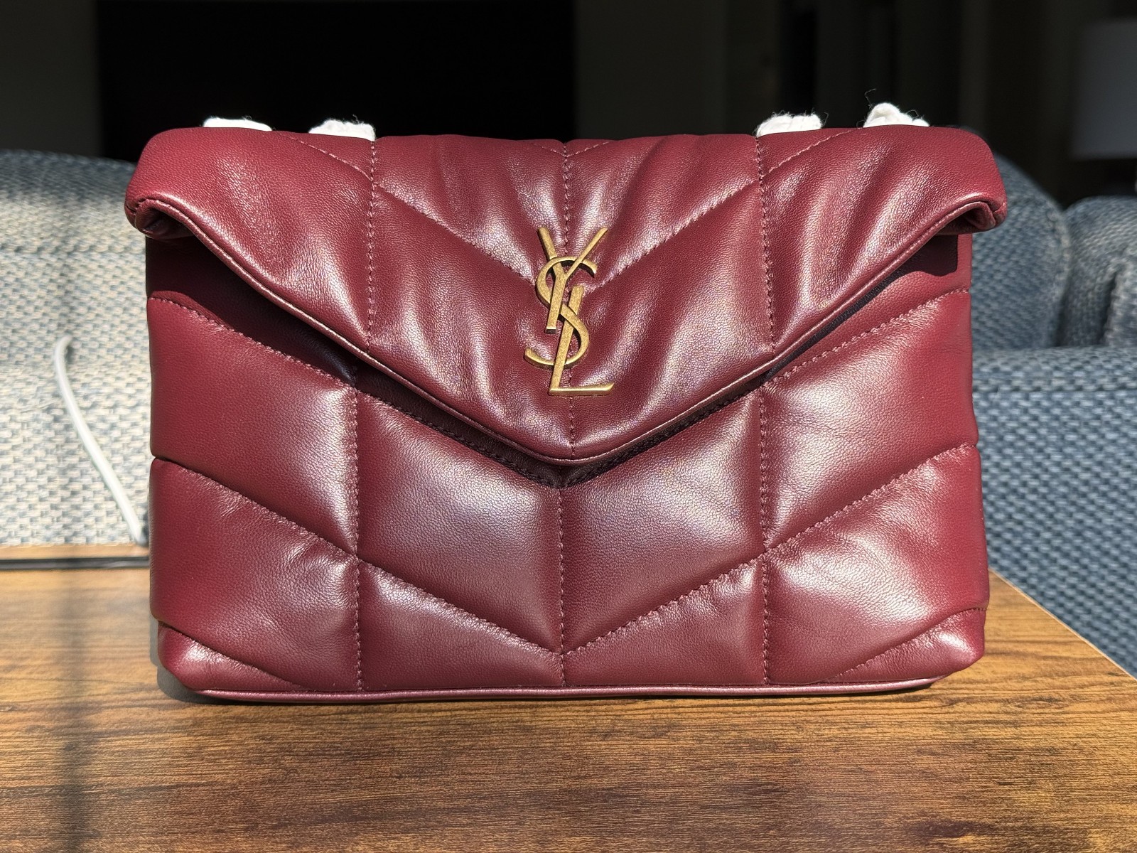 Saint Laurent YSL LouLou Toy Puffer Bag Burgundy Lambskin NEW, UNUSED