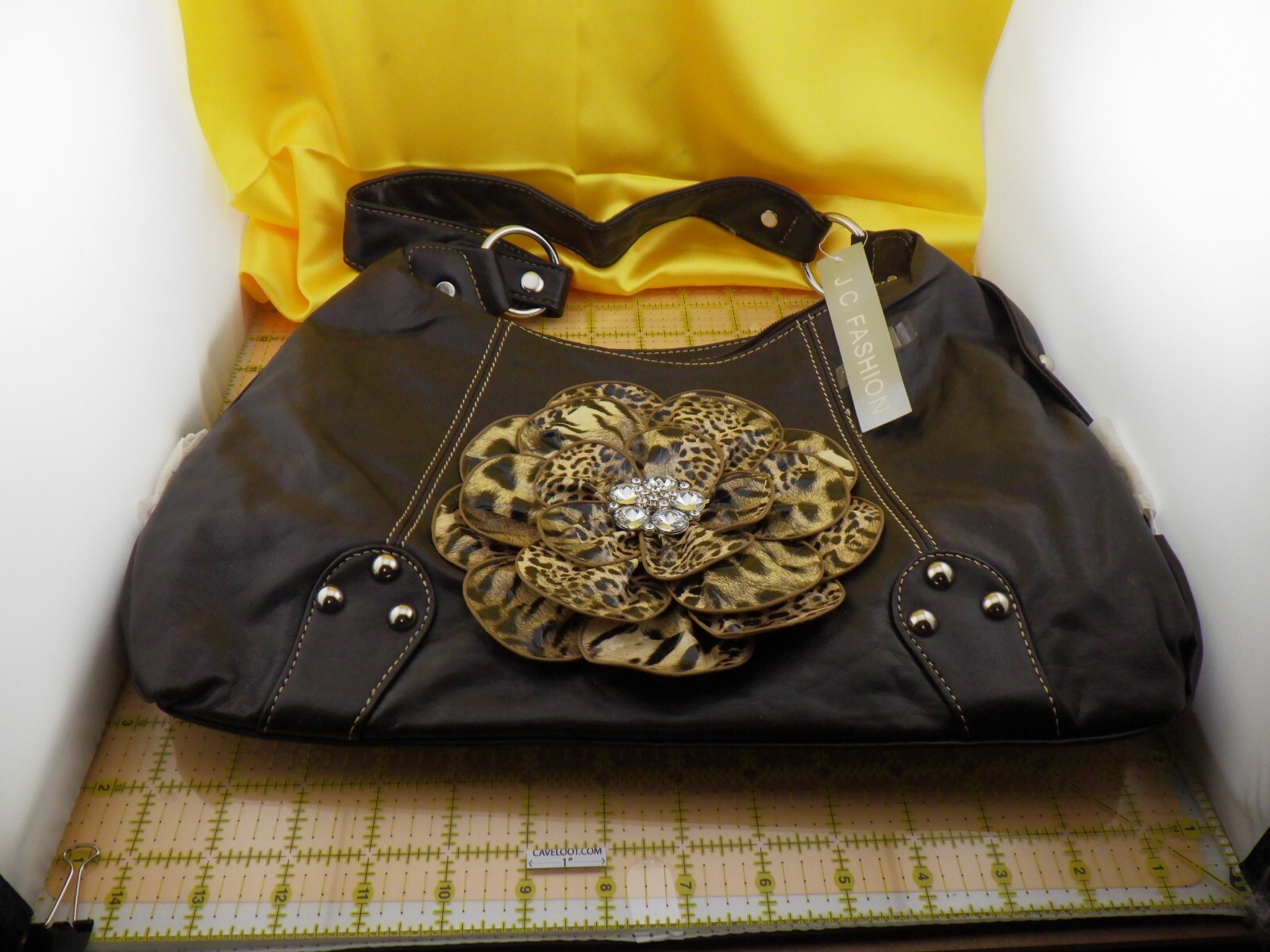 JC Fashion 6281A Chocolate Brown Leather Purse New 14x10x3.5 Inches