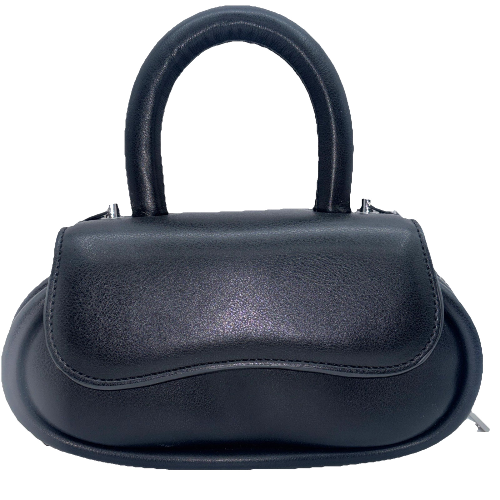 Melie Bianco Cici Sky Recyled Vegan Purse Bag Black Top Handle New No Tags