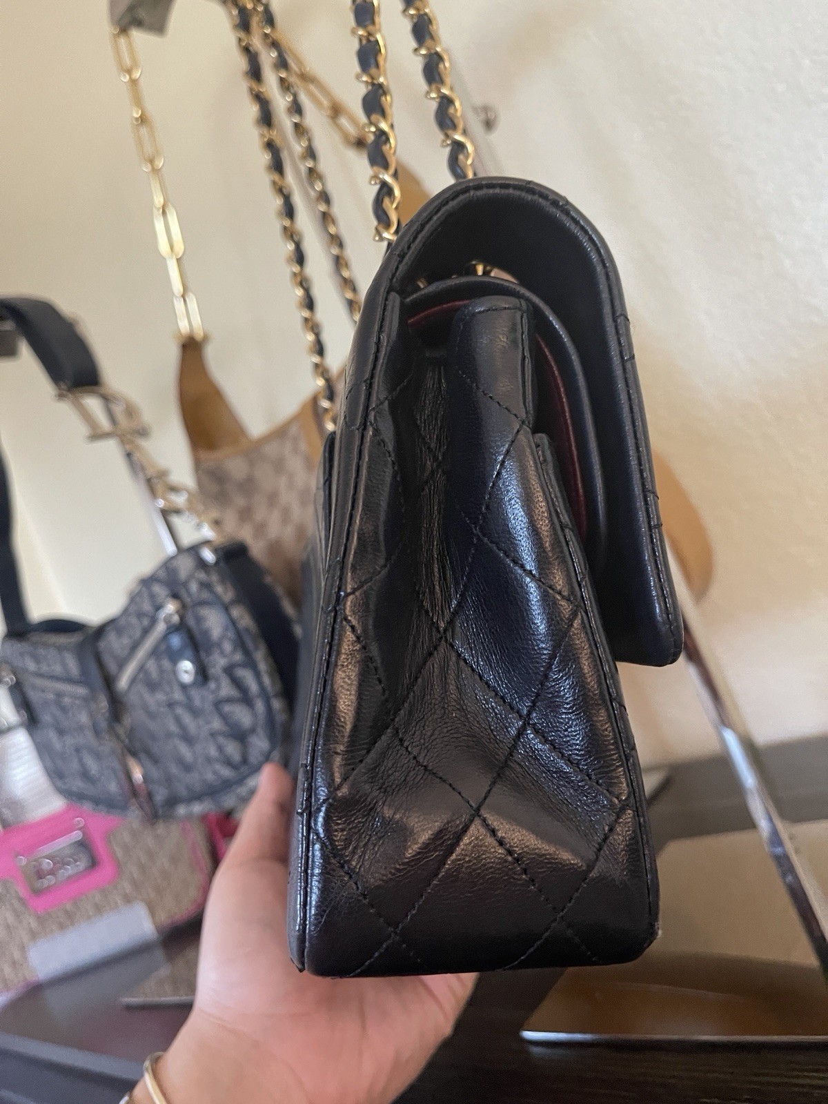 CHANEL Classic Medium Double Flap Bag In Black Quilted Lambskin with 24k GHW