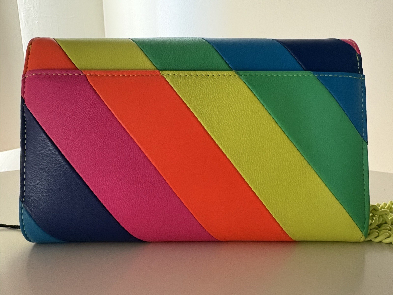 NWT Kurt Geiger Brixton Rainbow Color Neon Chain Strap Leather Bag Women’s