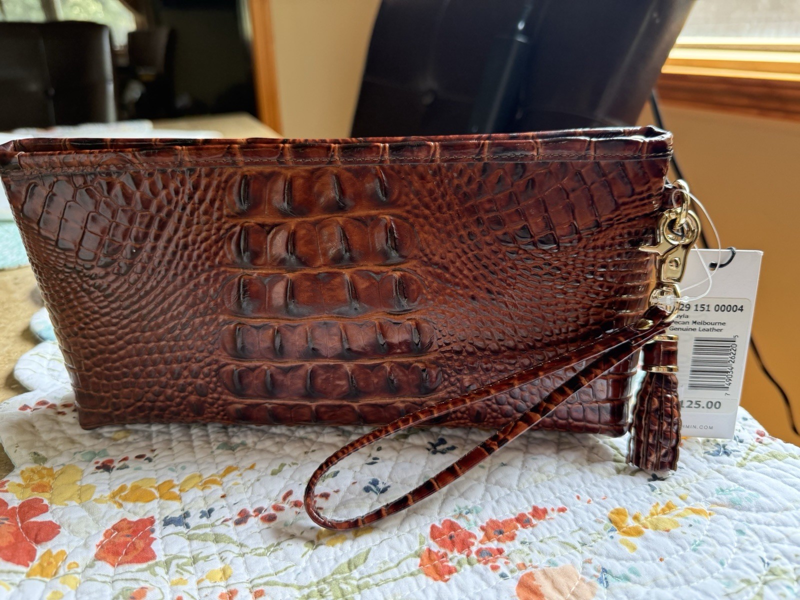 NWT Brahmin Kayla Melbourne Pecan Leather Bag Wristlet Purse New
