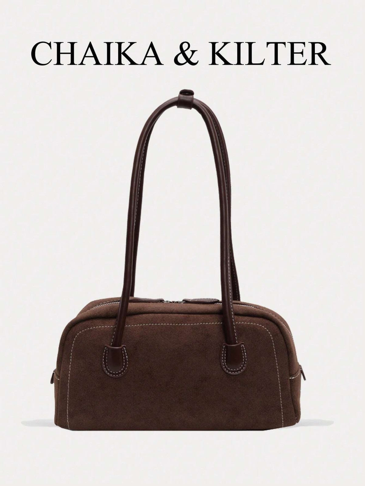 Chaika & Kilter 1Pc Plain Color Suede Like Fabric Shoulder Bag For Women, Retro