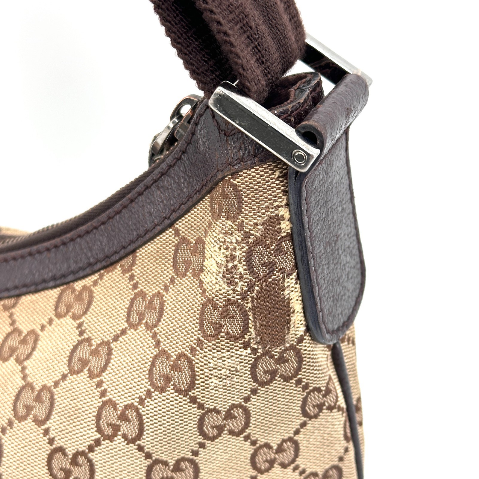 Gucci Canvas Leather GG Crossbody Shoulder Bag Brown 181092 Authentic
