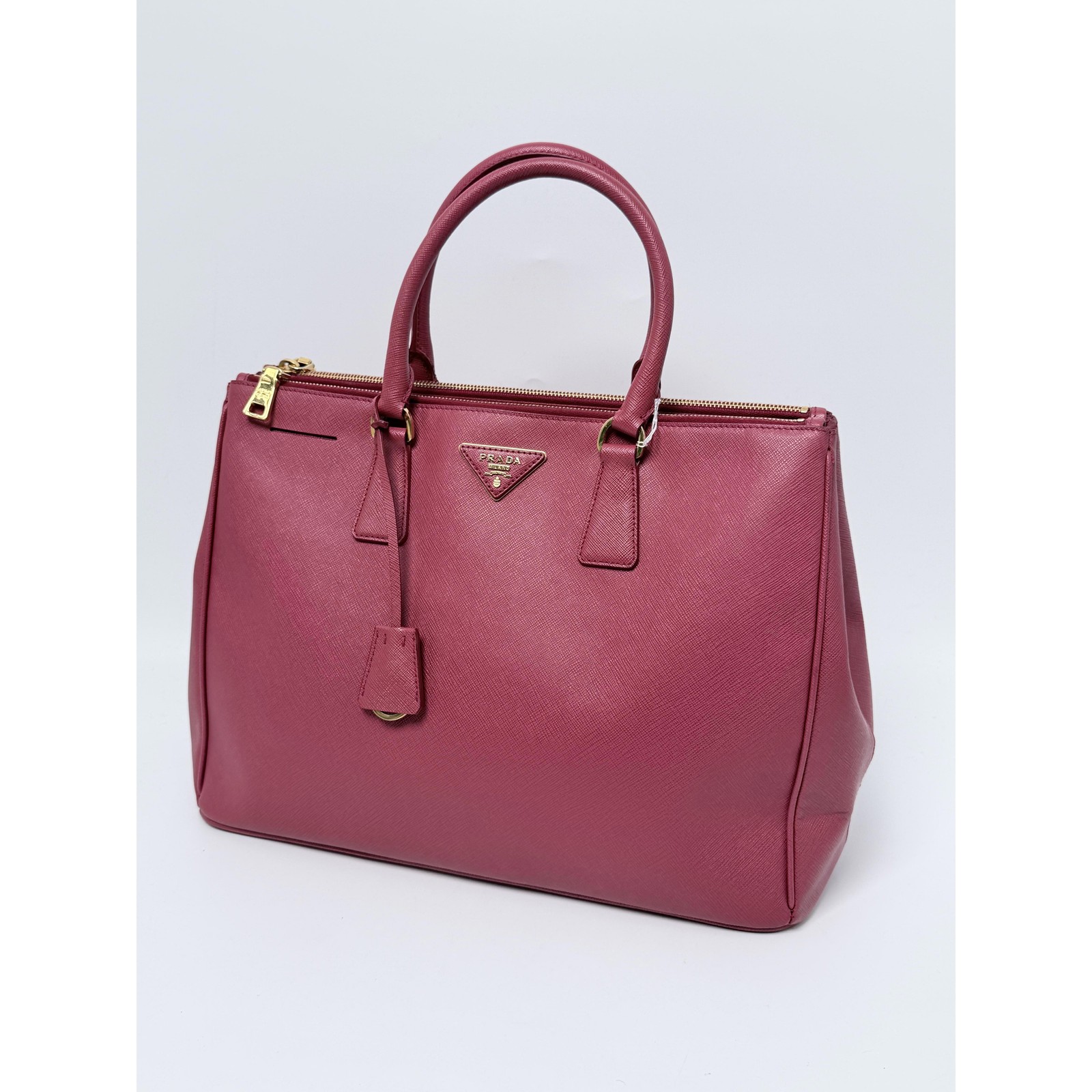 Prada Galleria Saffiano Lux Double Tote Bag Large Pink Shoulder Handbag JE73PD