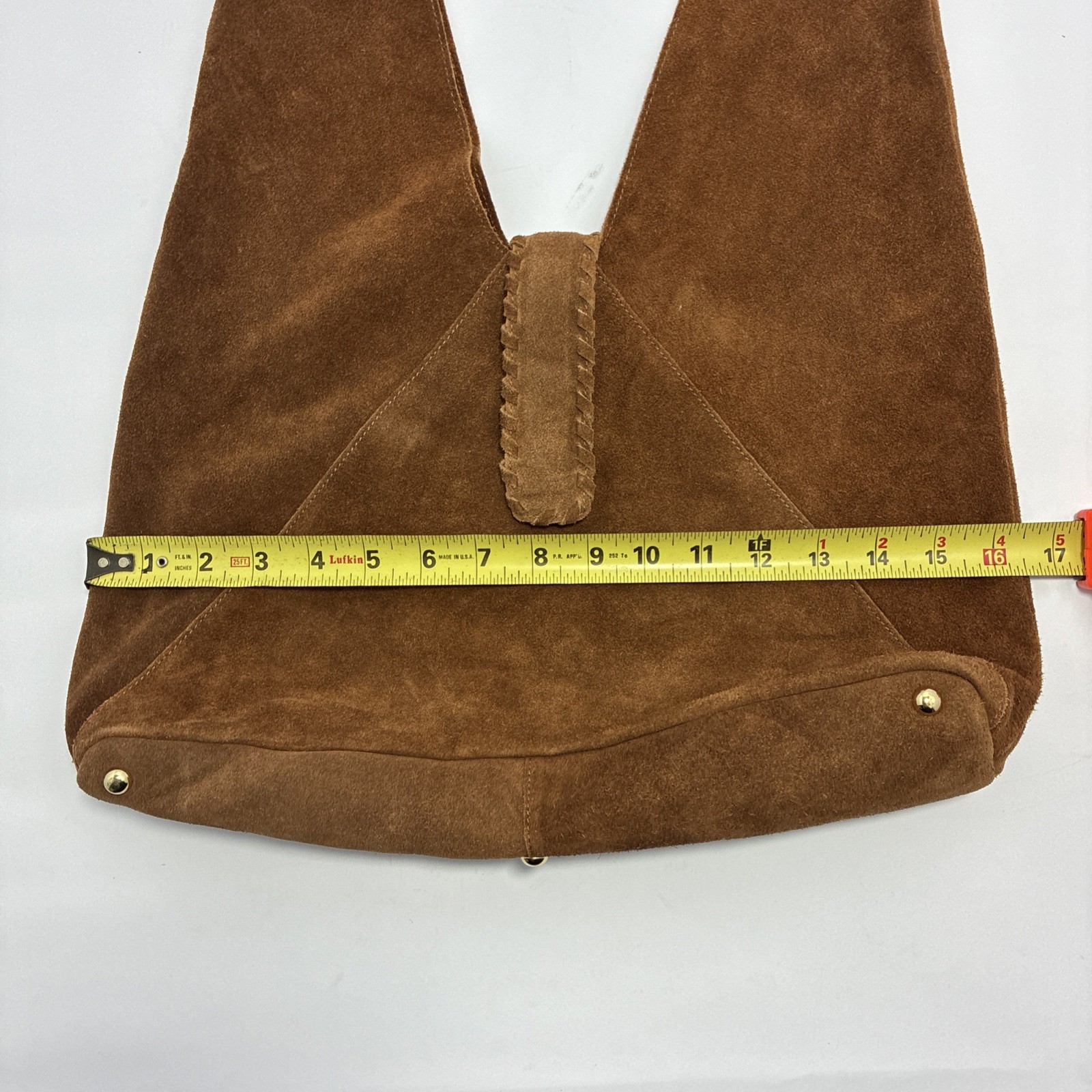 Haute Hippie 100% Suede Leather Chocolate Brown Triangle Hobo Bag