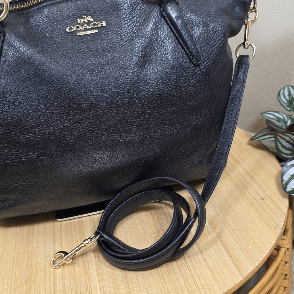 Coach Pebbled Leather Small Satchel Crossbody Black F36675 Gold Hardware