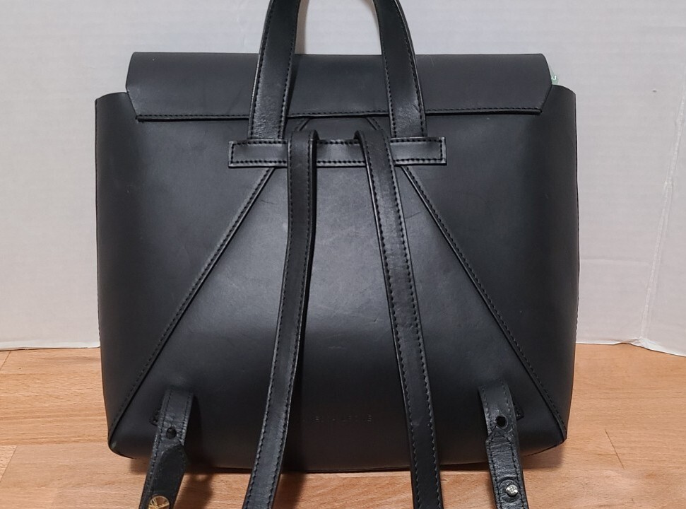 Janessa Leone Black Leather Backpack Tote Made In Spain 9.5″x9″x3″