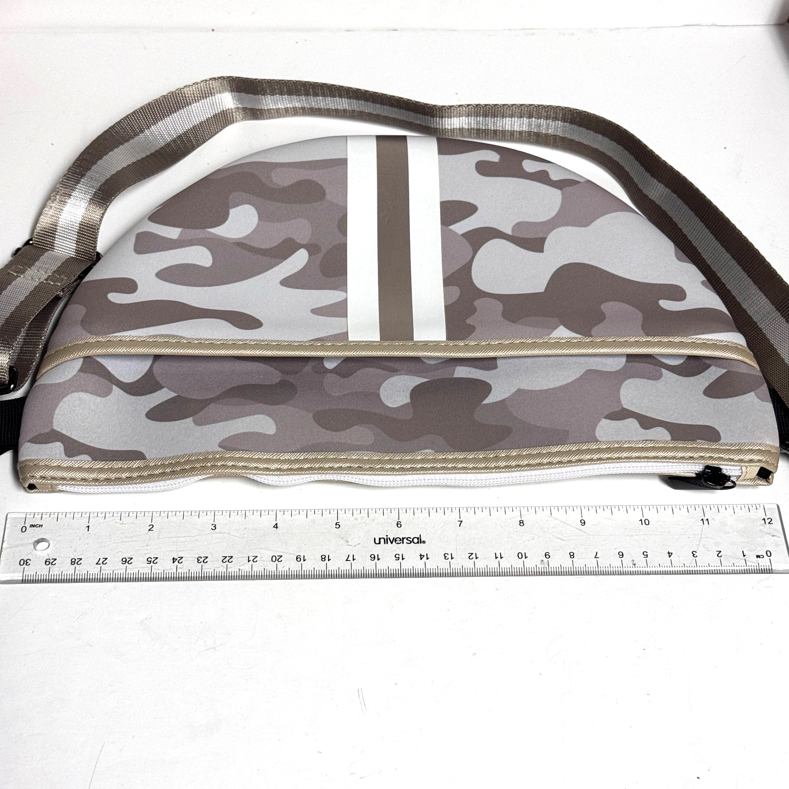 Haute Shore Brett Safari Belt Bag Beige Camo Stripe Neoprene Sling Fanny Pack