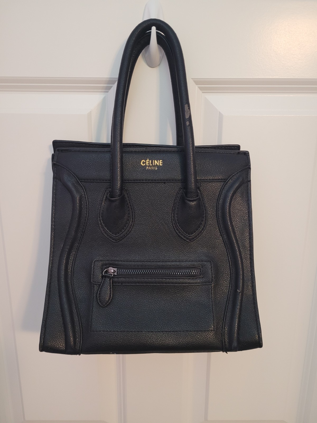 Celine Luggage Suede Interior Tote | Micro Bag Black Leather