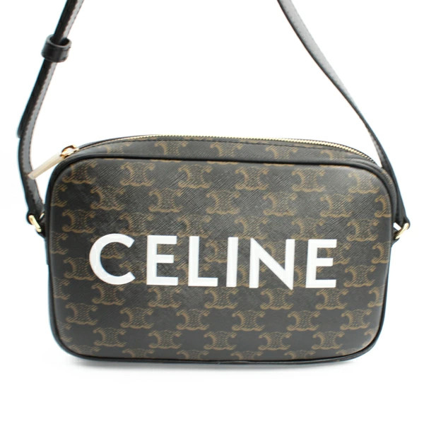 Celine Medium Messenger Bag Triomphe Canvas/Calf Black 194502CIM.38OG #2130