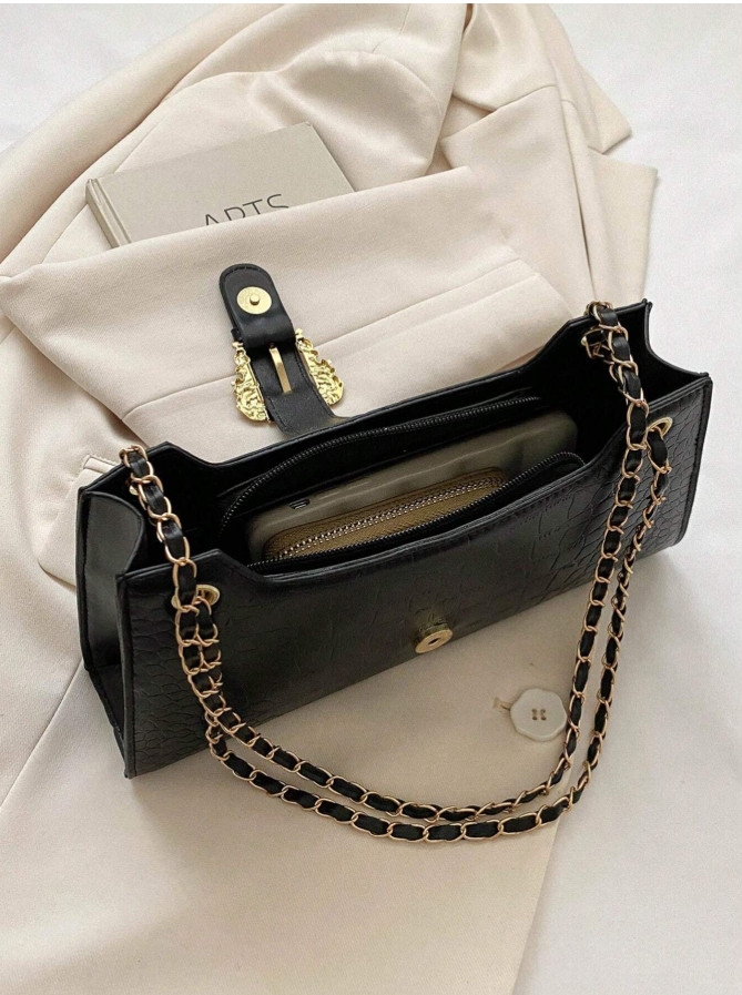 Women’s Stone Pattern Underarm Handbag Small Square Shoulder Purse Fashion Tote
