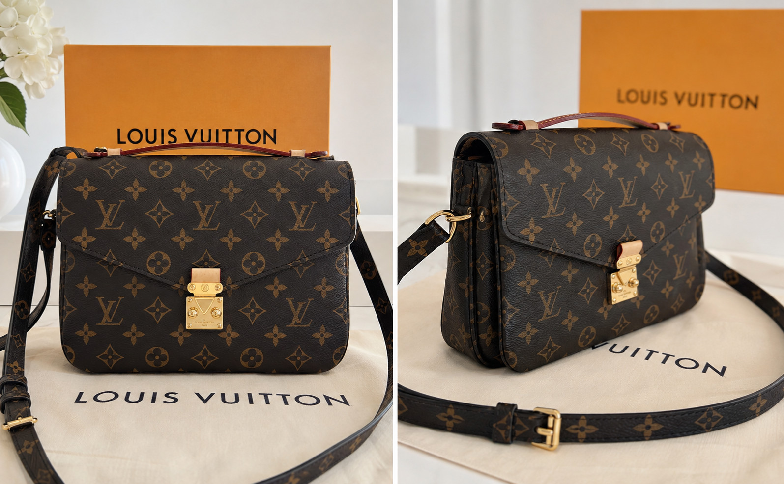 Louis Vuitton Pochette Métis Shoulder Bag Brown Canvas