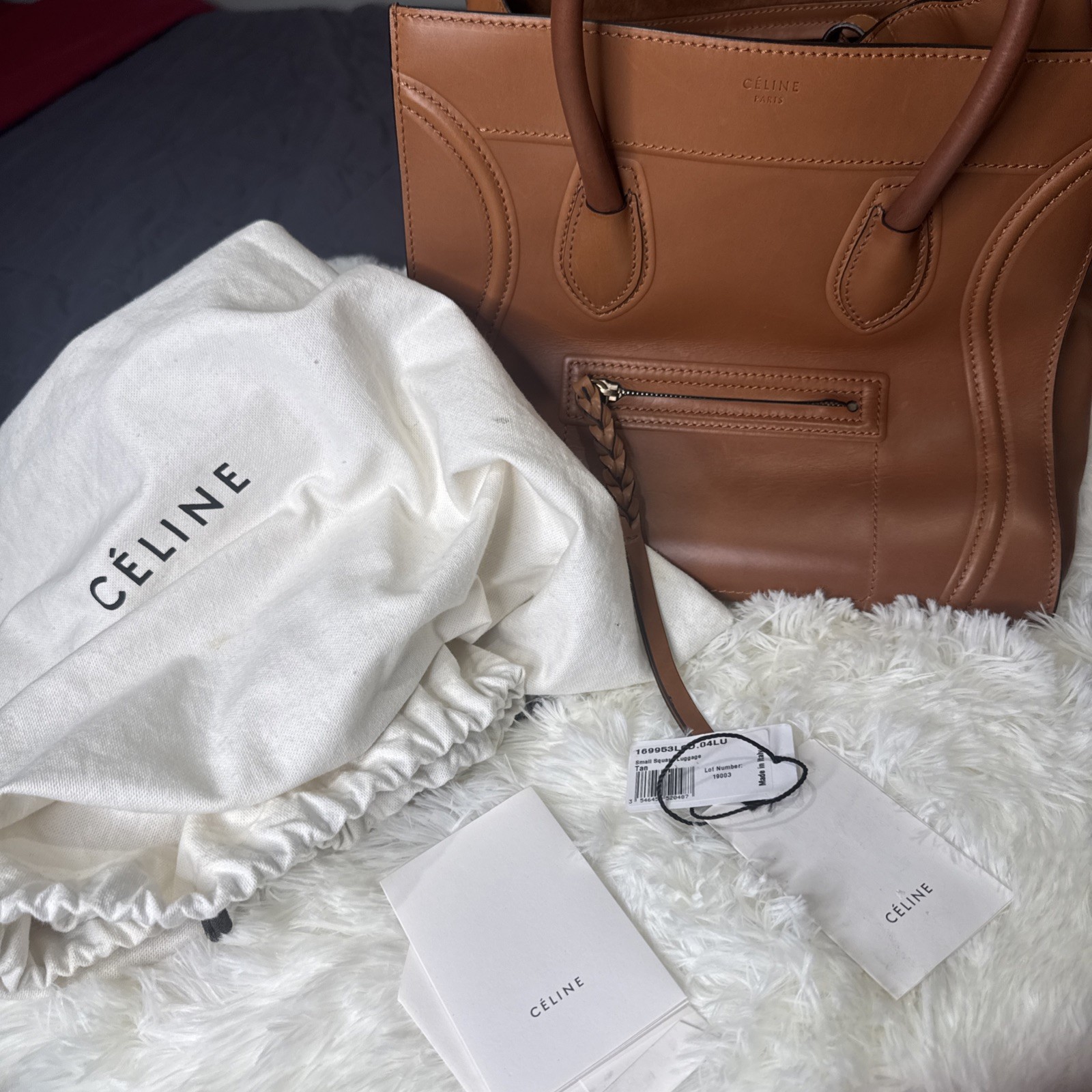 Celine Small Square Luggage Phantom Tote in Brown Leather 169953LCD.04LU