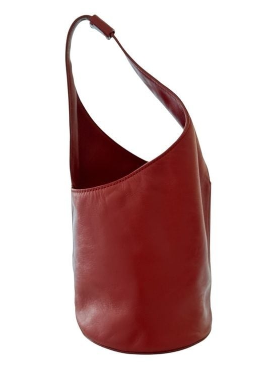 Reformation Red Leather Bucket Bag | Minimalist Shoulder Purse