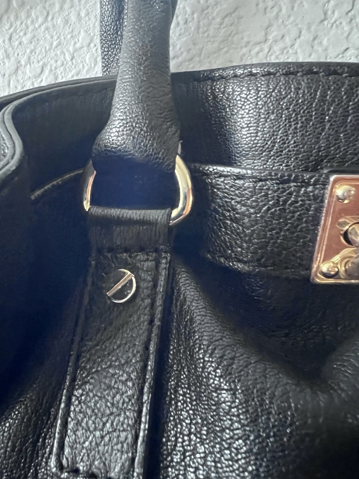 Michael Kors Large Black Leather Hamilton Satchel Shoulder Bag with Lock and Key