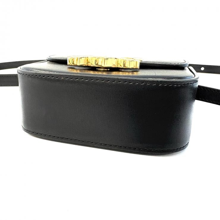 AUTHENTIC CELINE Triomphe Calfskin 10I513DPV mini claude Shoulder Bag black