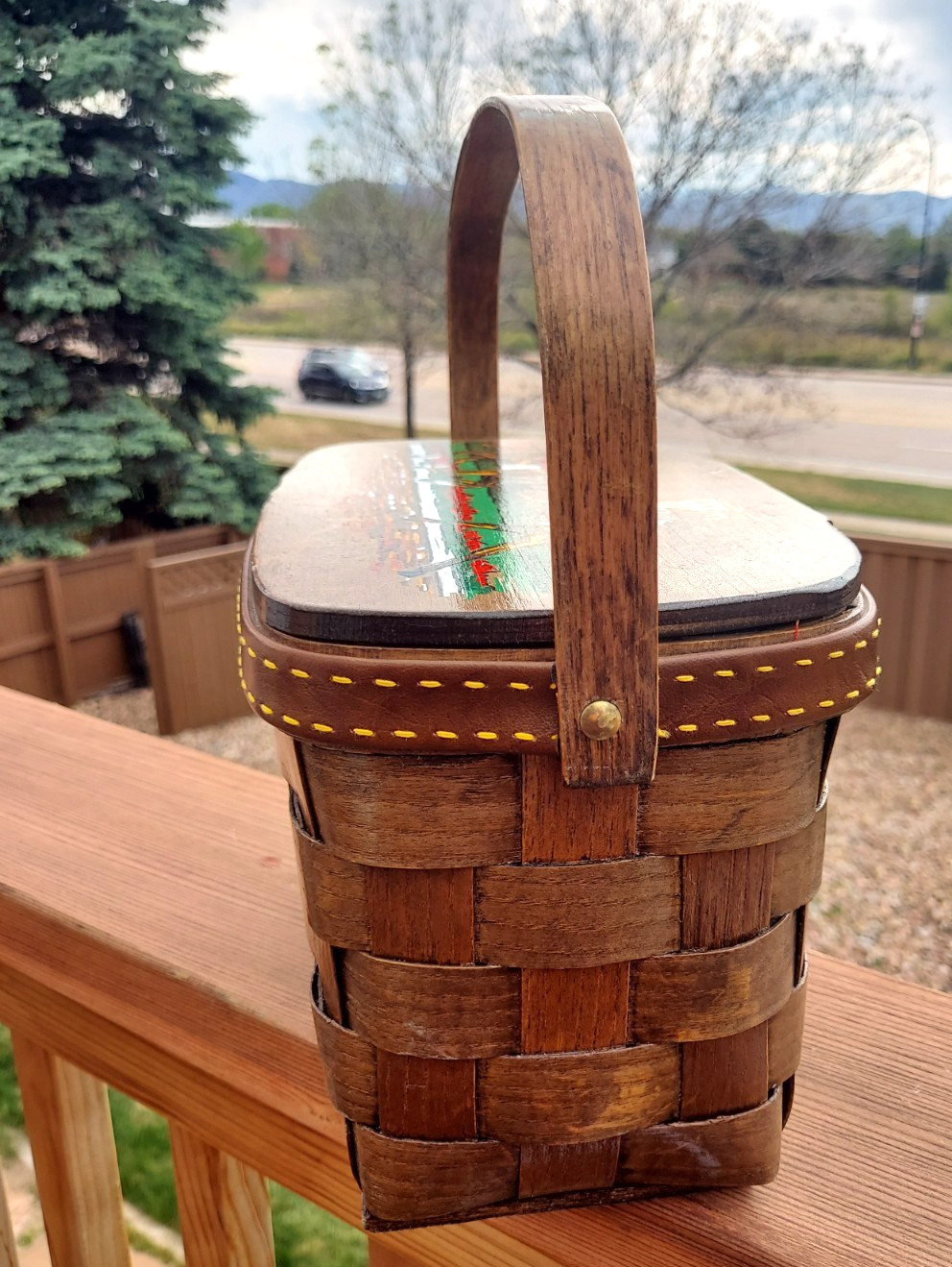 Signed Caro Nan Wood Basket Purse ~ Horse Racing Theme for Hershey Country Club