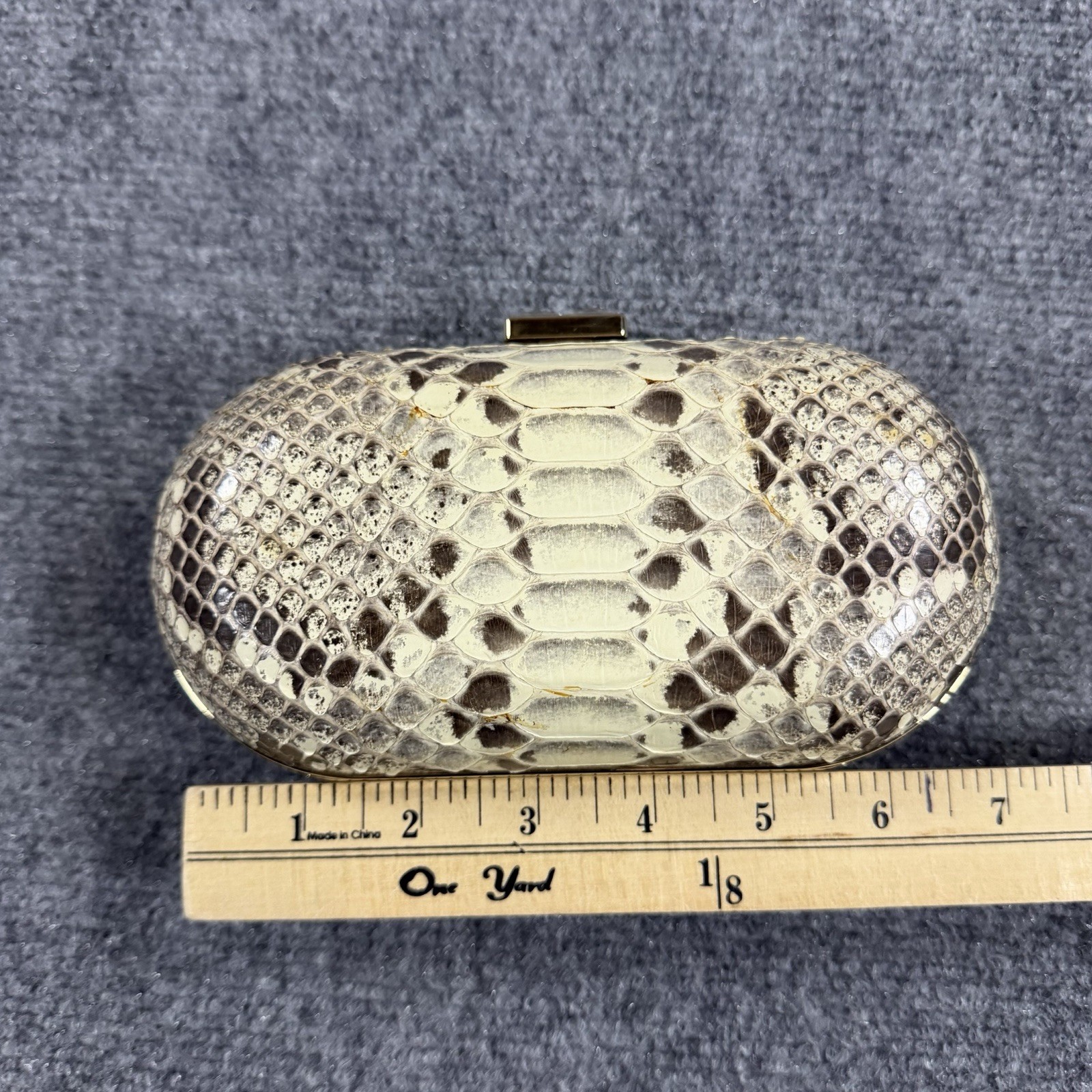 Cape Cobra Genuine Python Clasp Bag Metal Chain Strap Small Read