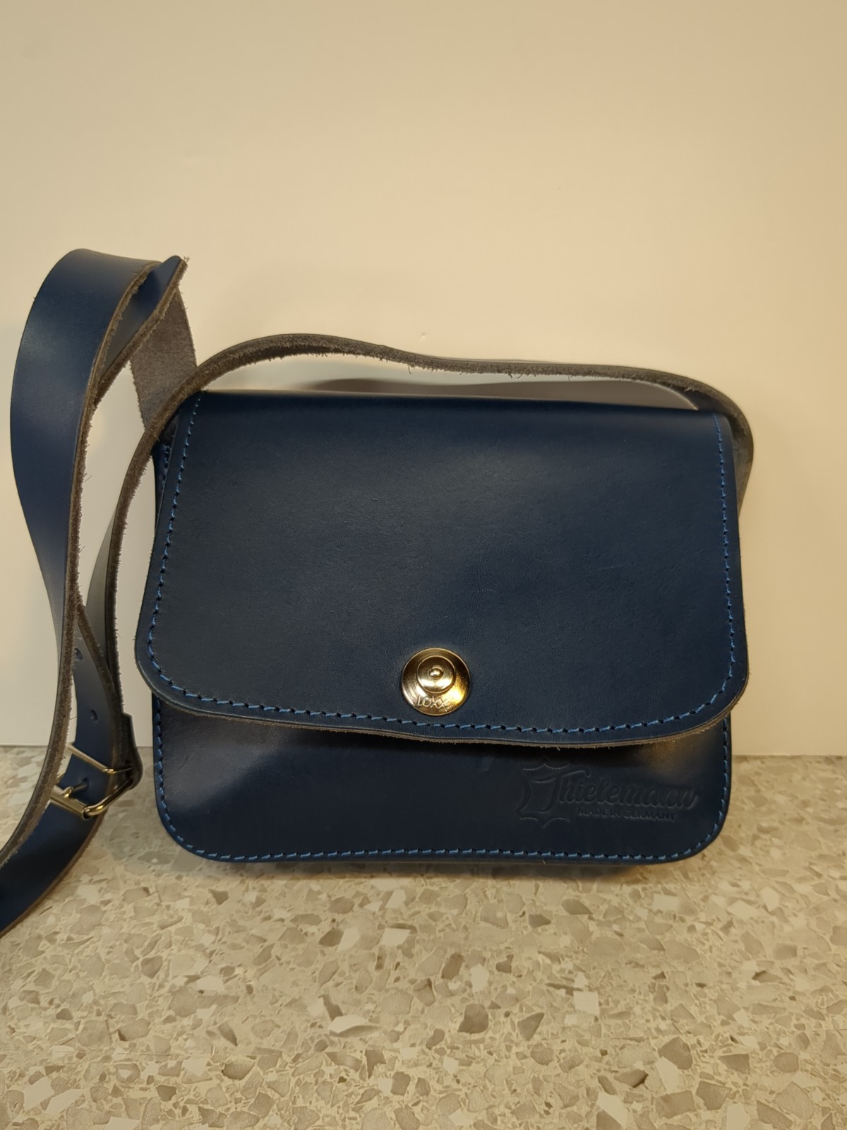 Thielemann Leather Crossbody Bag Made in Germany Stitch Detail