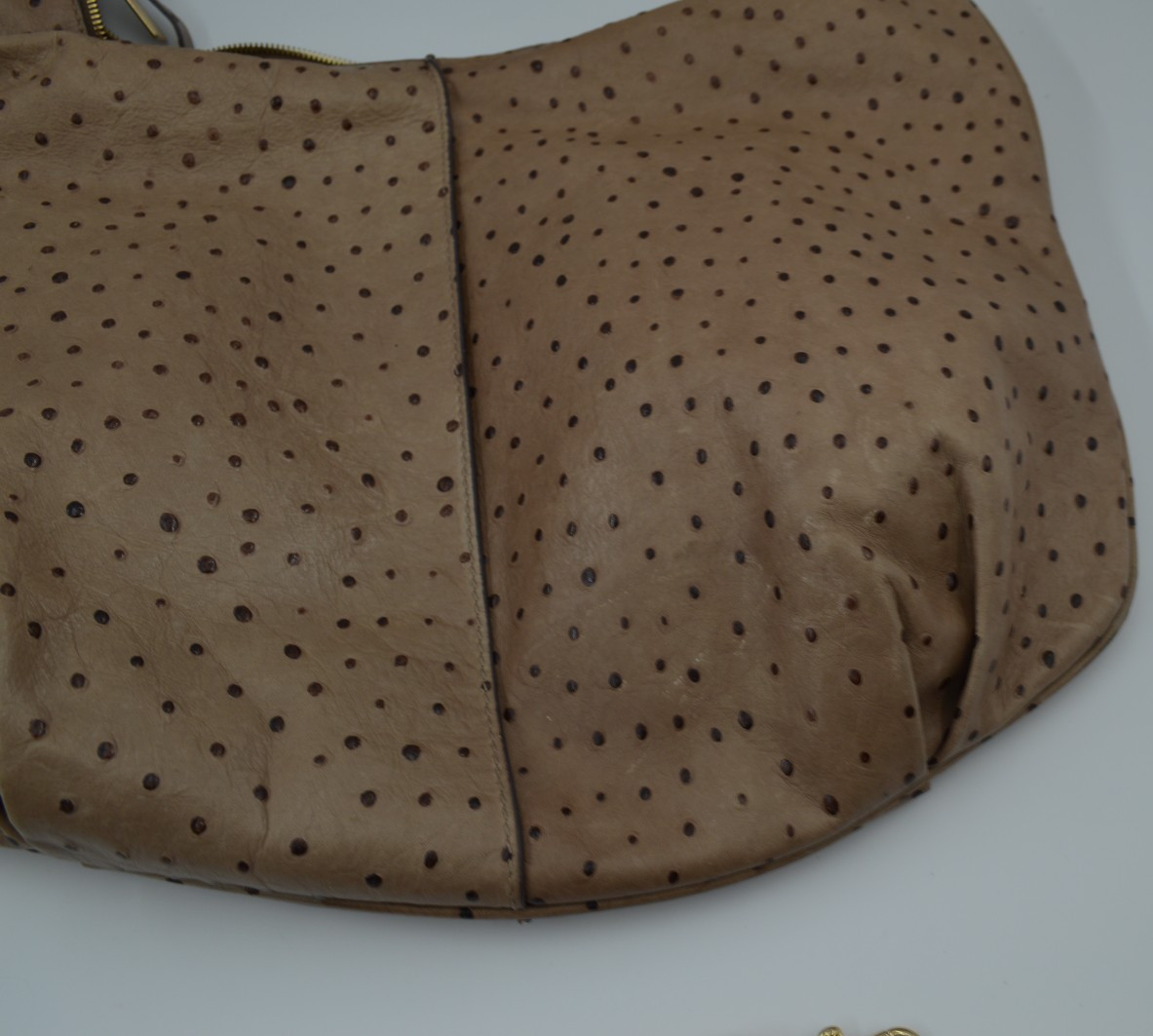 G.I.L.I. Got It Love It Hobo Bag Brown Tan Ostrich Embossed Leather Handbag