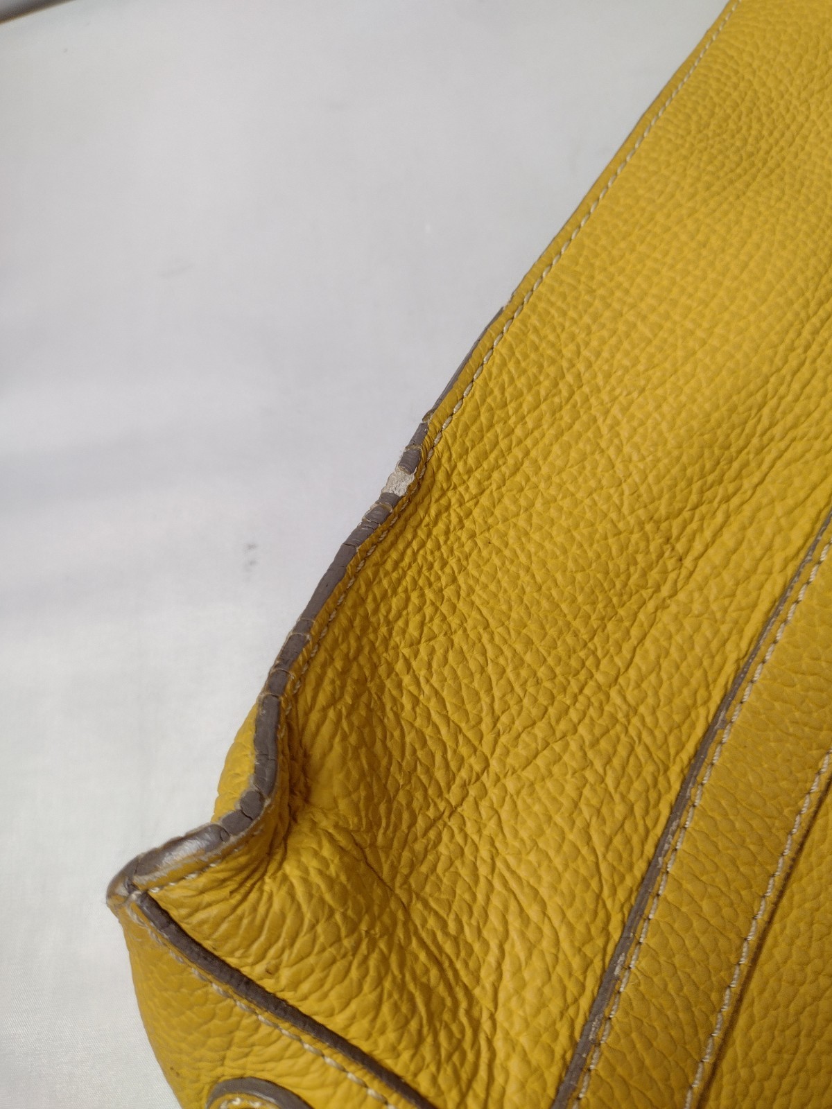 J Crew Borge Garveri Distressed Yellow Leather Tote Large Hobo Handbag A34