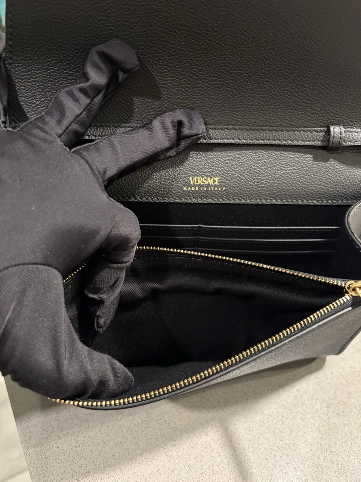 Versace Mini Bag Vitello Convertible Clutch Black $1500 Retail