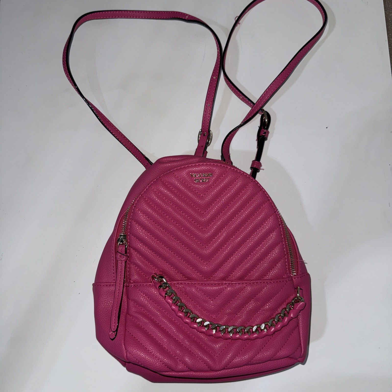 Victoria Secret V Quilt Small City Backpack – Pink Fuchsia