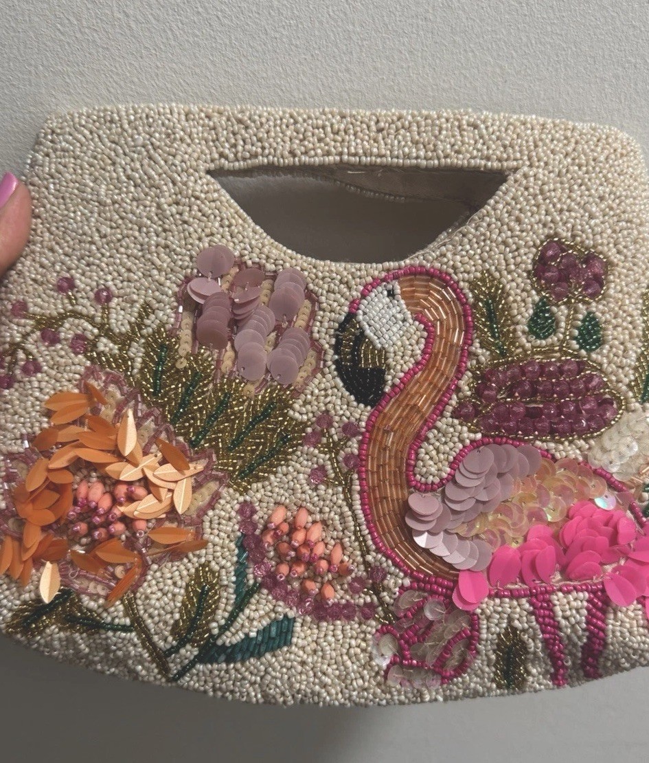 Flamingo Power – Beaded Bag Handcrafted In India