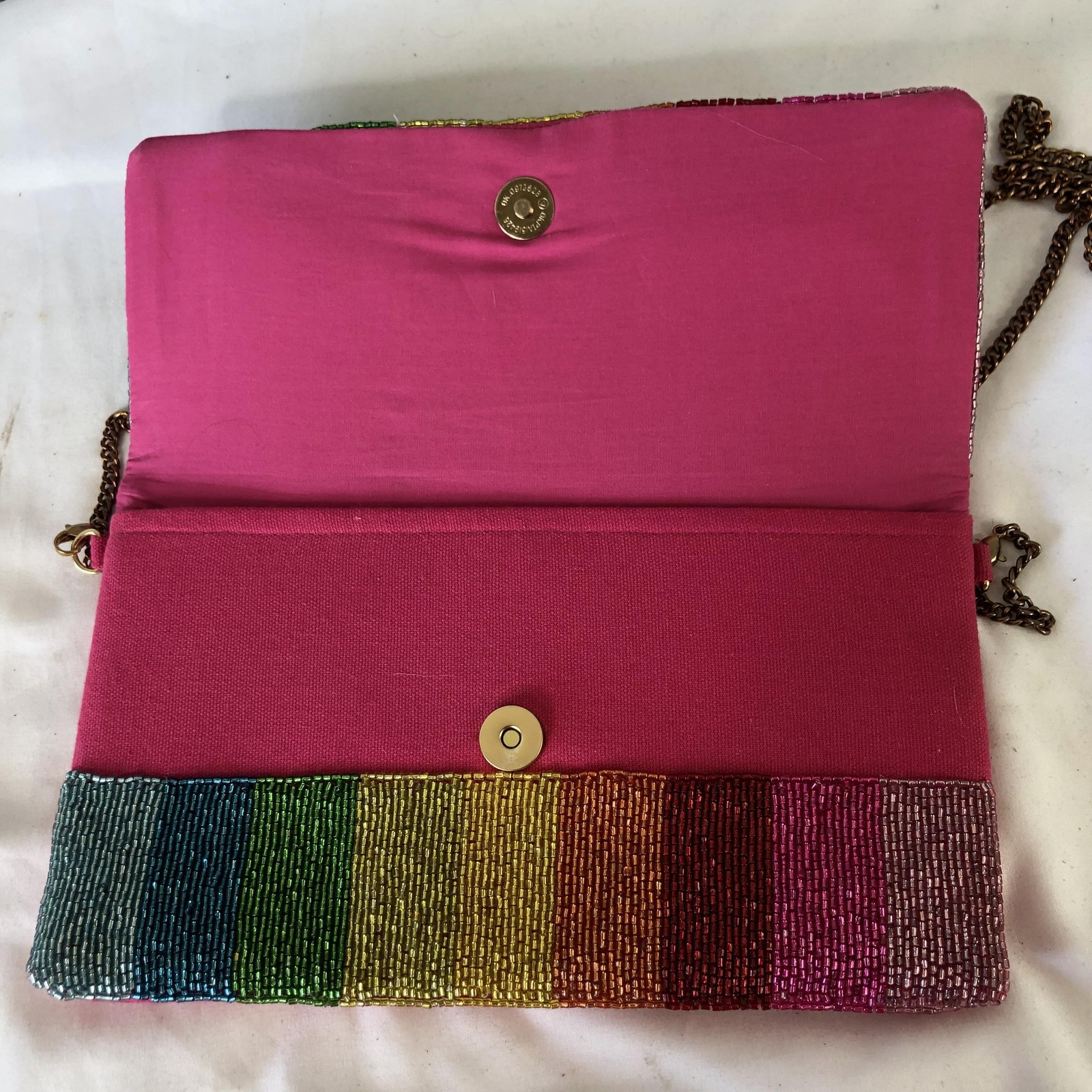 Rainbow Stripe Crossbody Bag Womens Small Multicolor Beaded Flap Formal Party