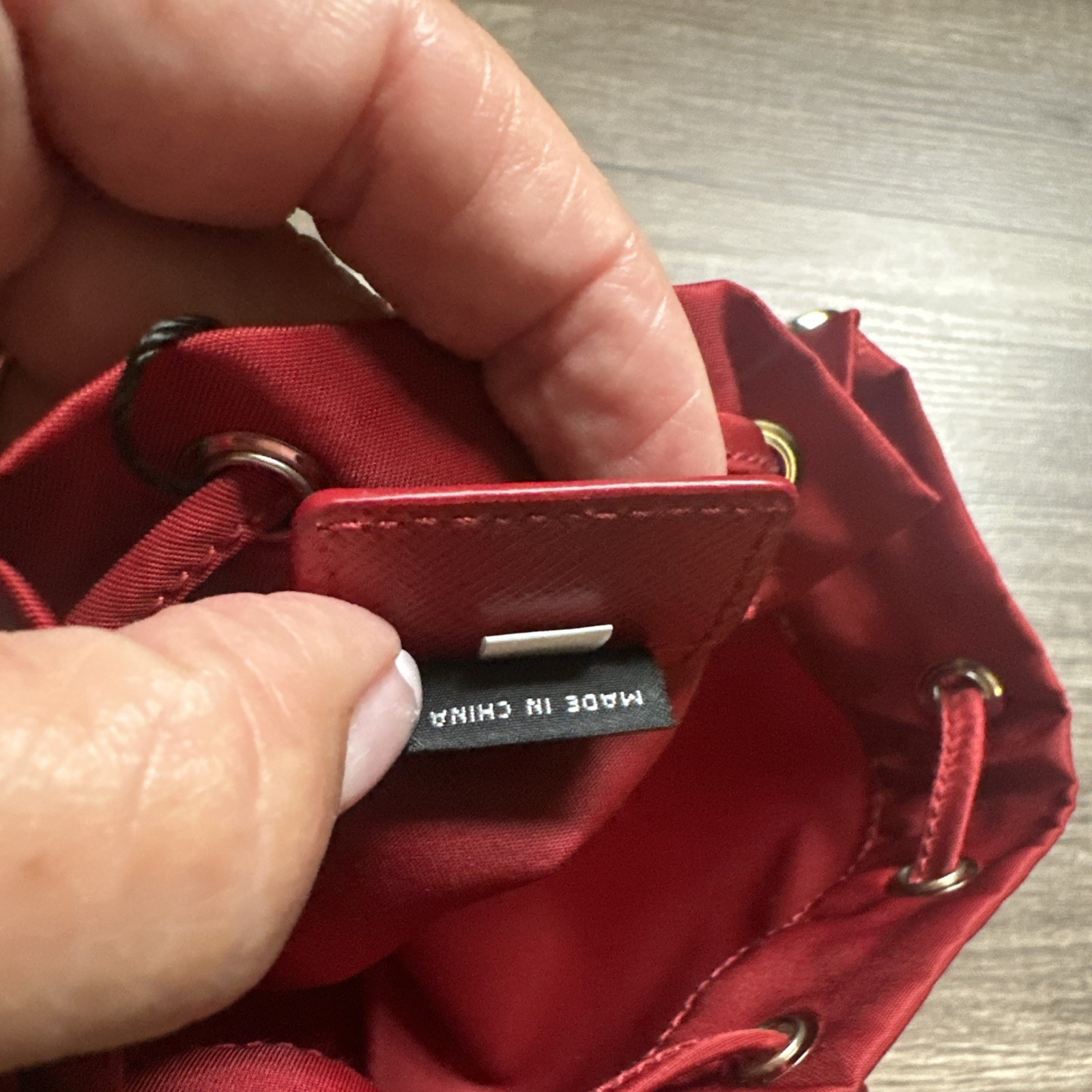 Prada Tessuto Drawstring Pouch In Fuoco 1NA369
