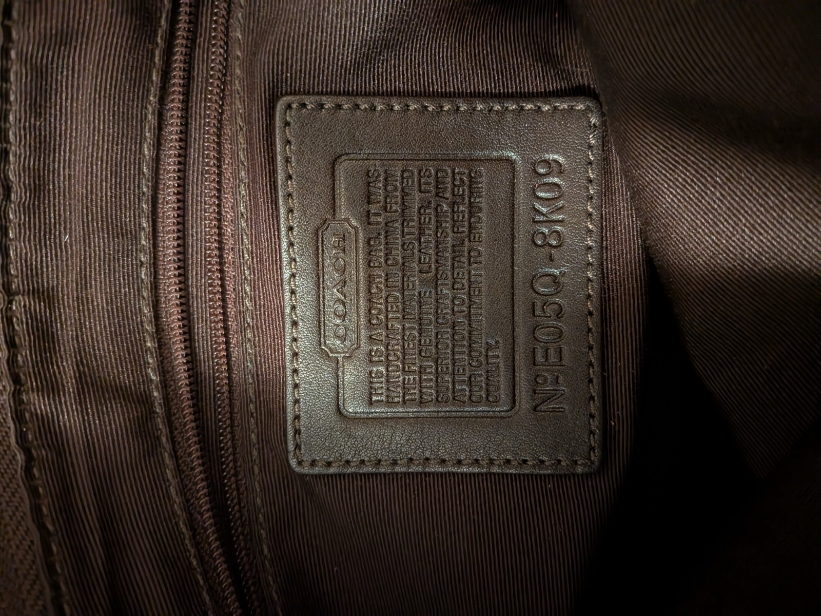 Vintage Coach Signature Stripe bag In Khaki/Mahogany.