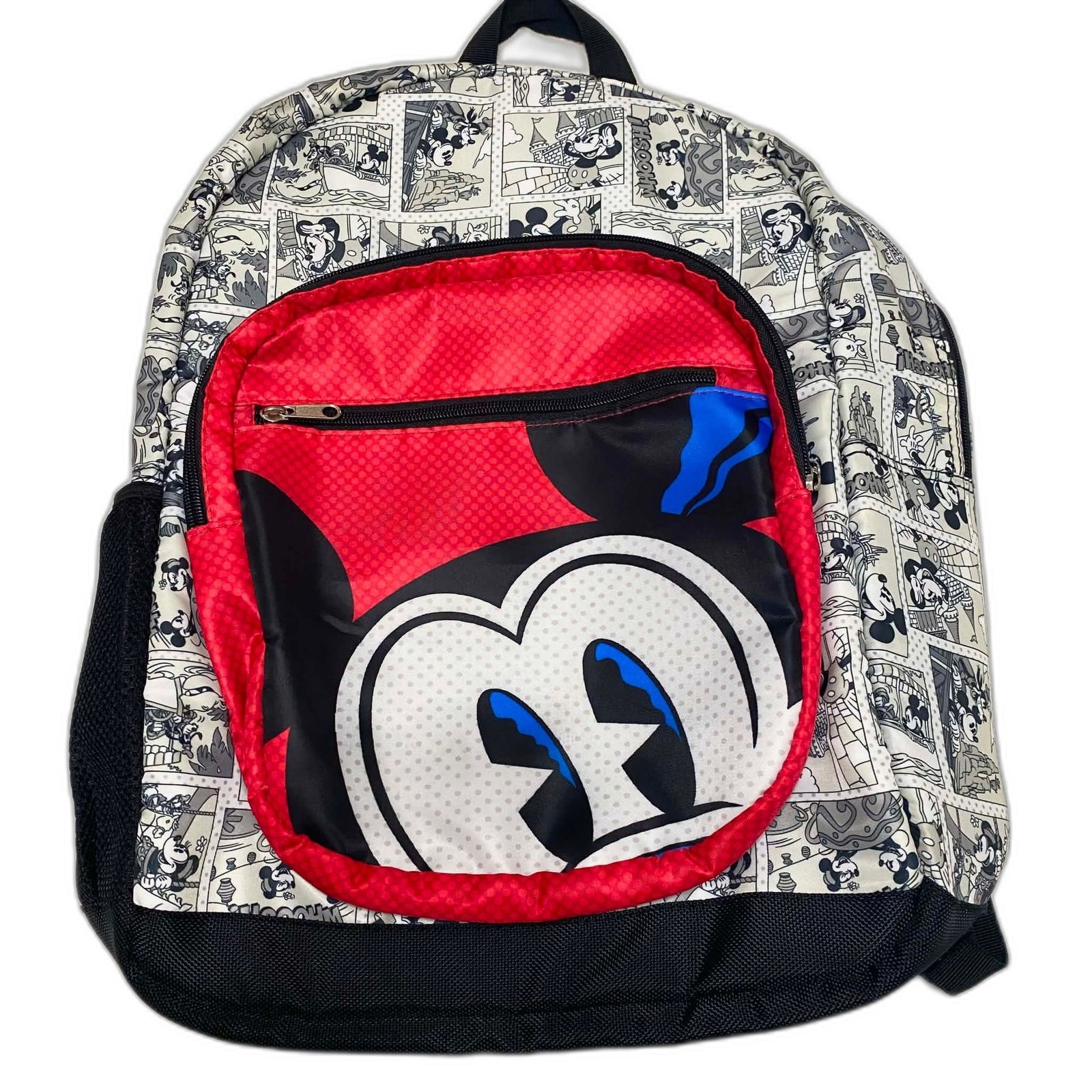 Disney Parks Authentic Original Mickey Mouse Comic Print Backpack Black White RD