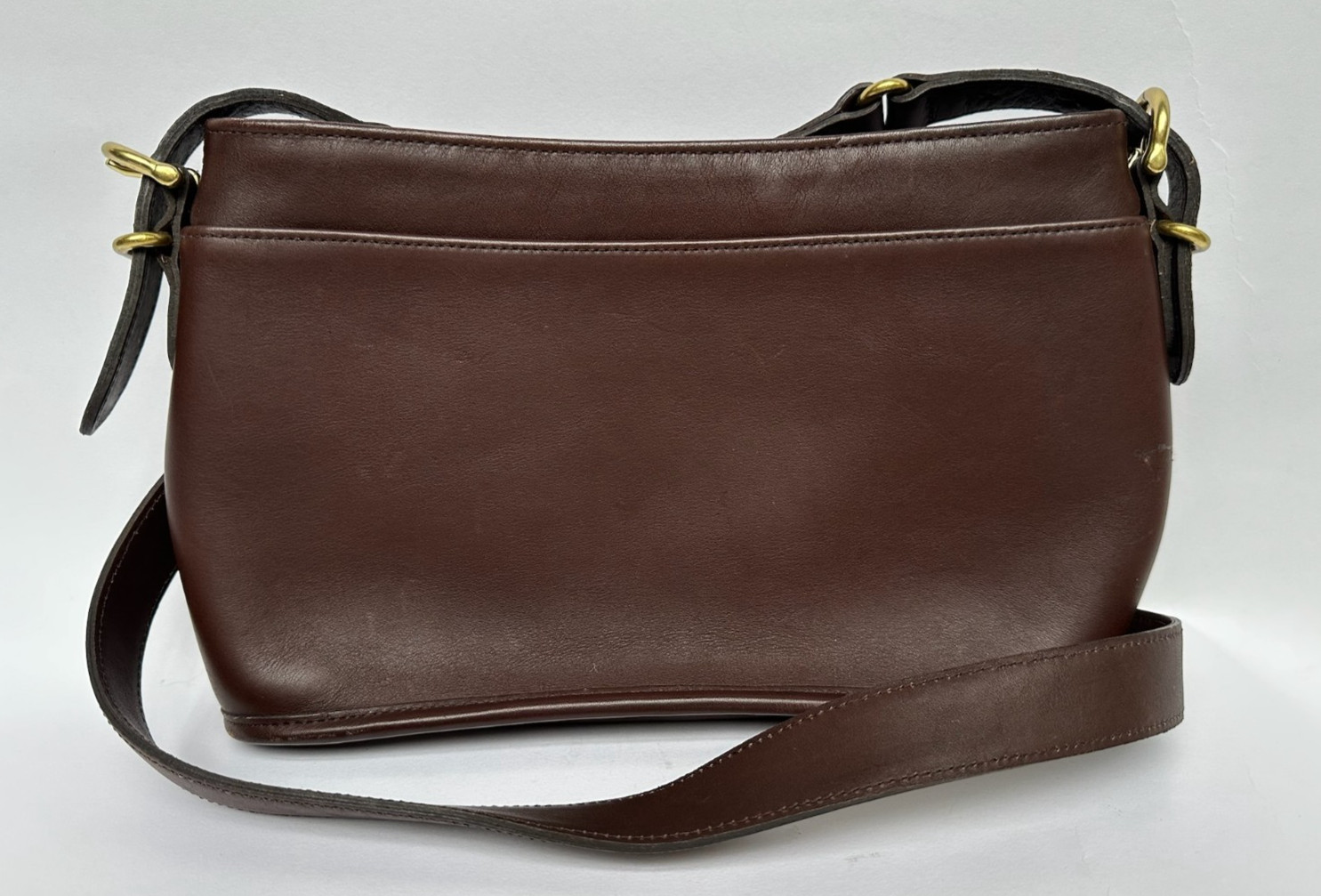 Vintage COACH Equestrian Slim Brown Leather Crossbody Shoulder Bag #9802