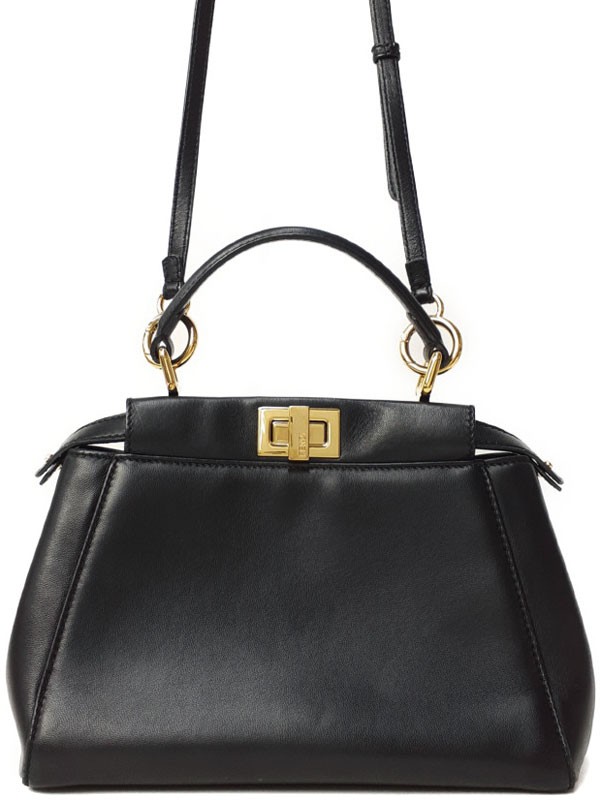 Fendi Peekaboo Mini 8BN244 Leather Black Shoulder Bag Women’s #TB3391
