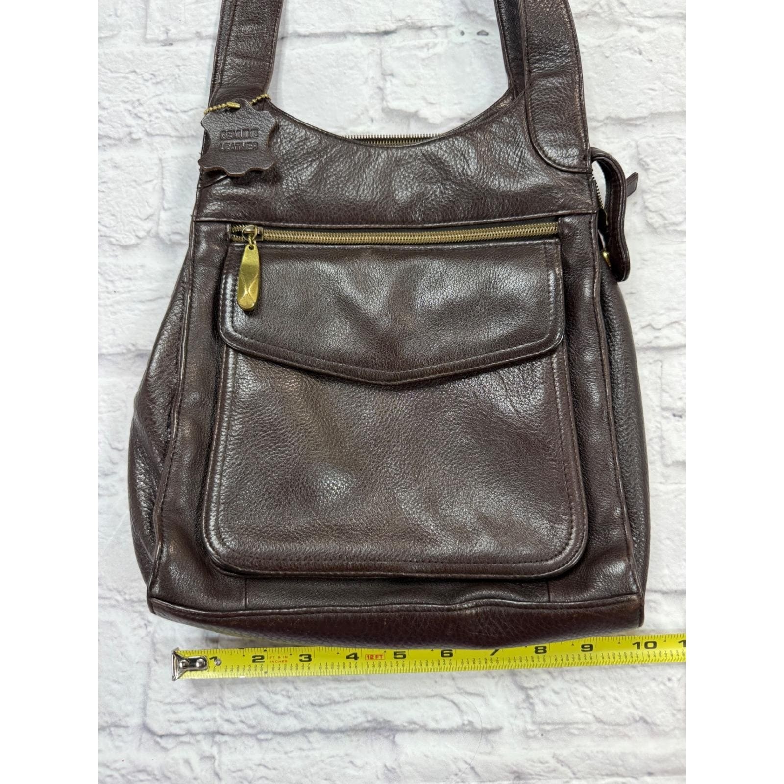 Valerie Stevens Crossbody Bag Womens Medium Brown Pebbled Leather Purse