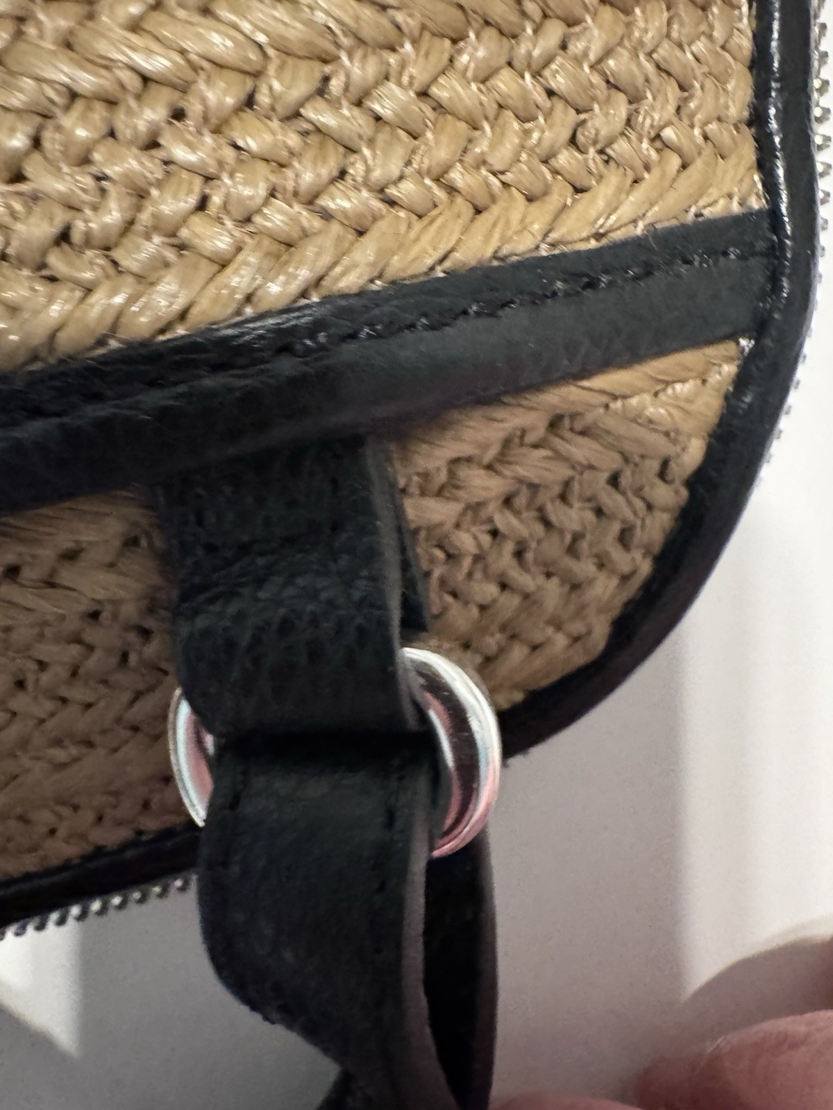 $315 Brighton Pretty Tough Jojo Straw Black Leather Organizer Crossbody Bag EUC