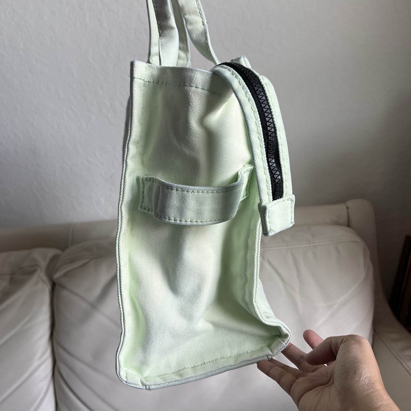Marc Jacobs Mint Green Canvas The Tote Bag with White Logo