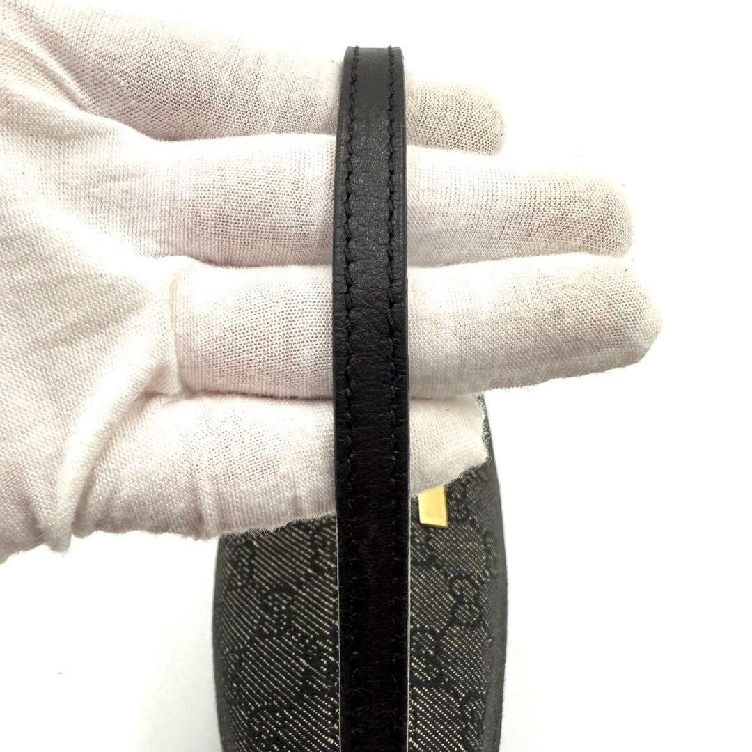 Gucci GG Canvas Black Accessory Pouch Mini Shoulder Handbag Gold Hardware