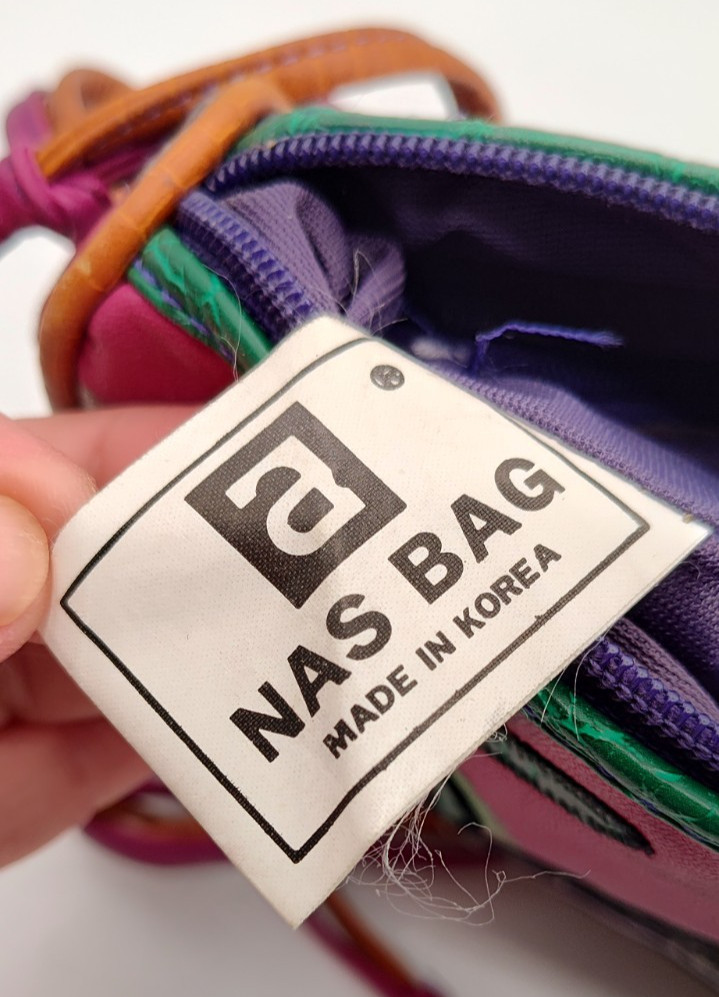 Vtg 80’s Purse NAS Small Crossbody Patchwork Style Bag Colorful Travel