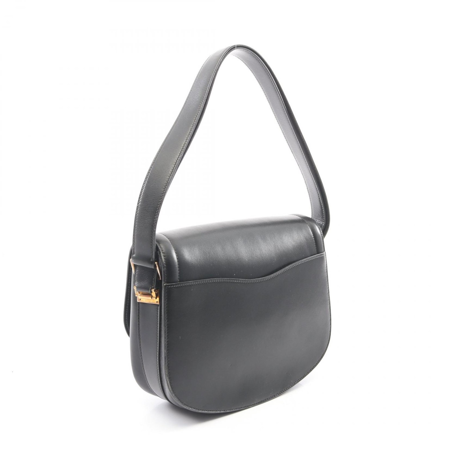 HERMES Sac Moto Shoulder Handbag Box calf leather Calfskin Black GHW Used C