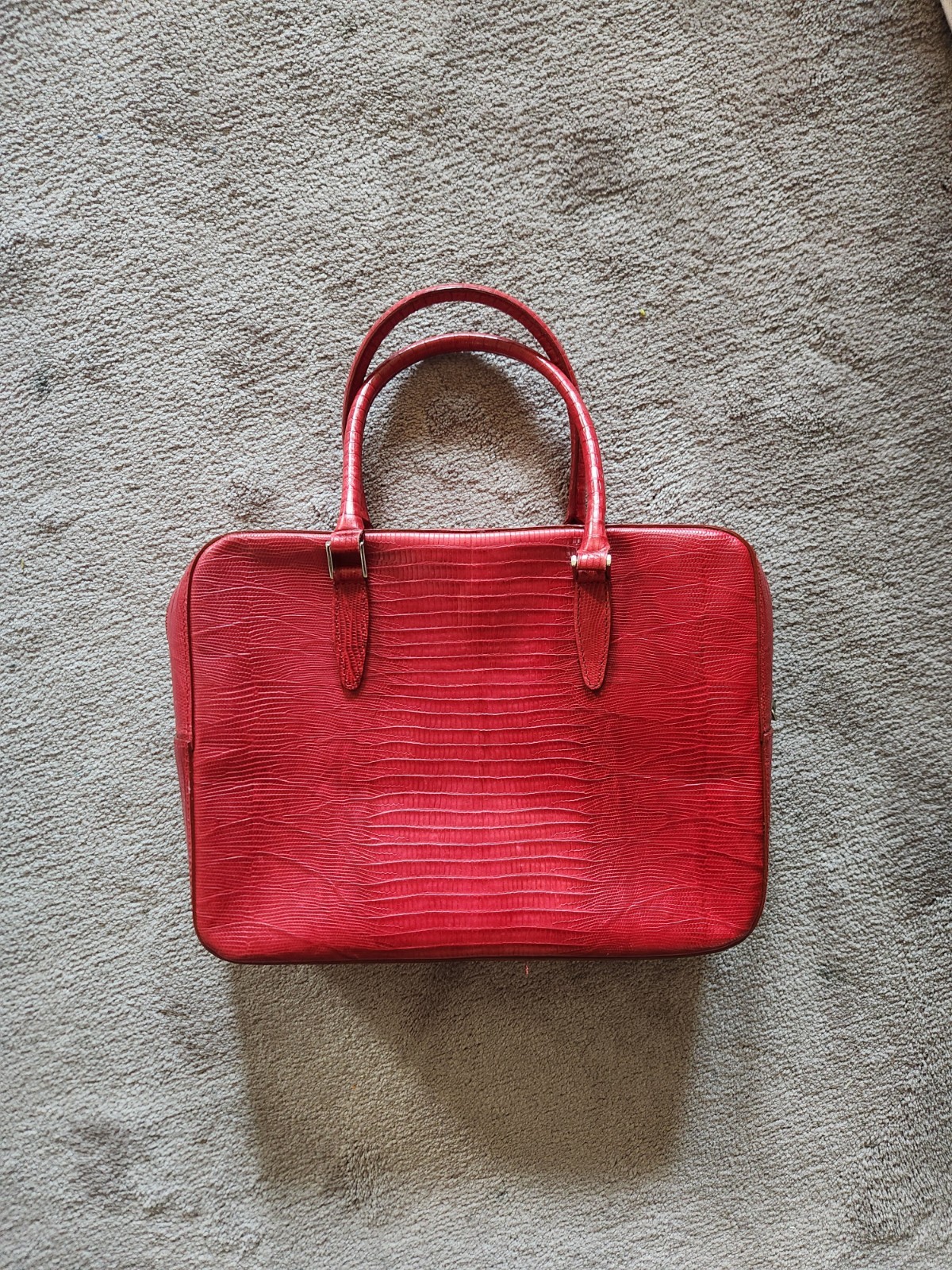 Vintage Ann Taylor red reptile-print handbag